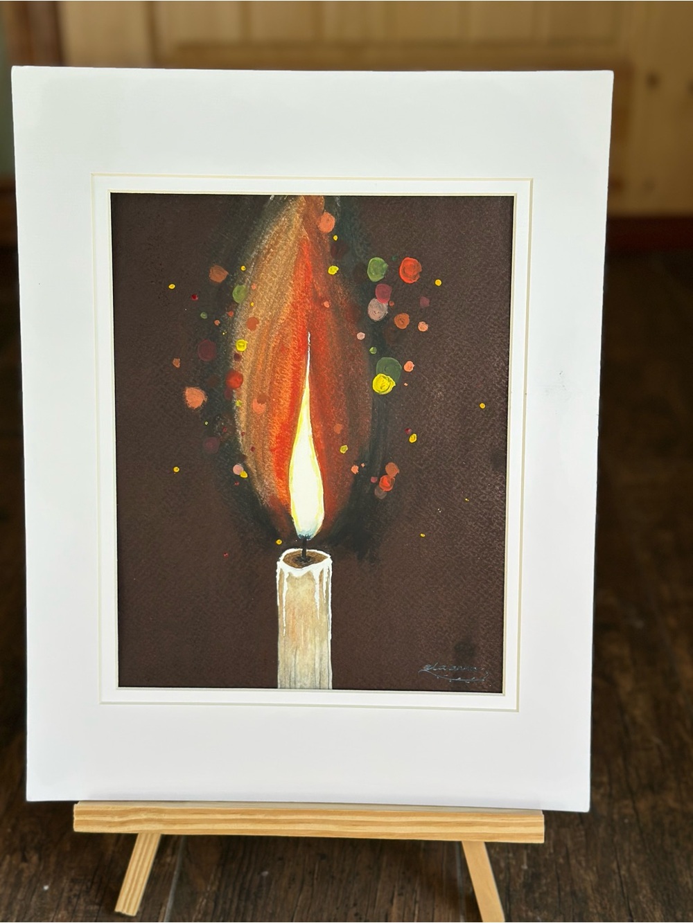 Handmade New Watercolor Painting: Still Candle